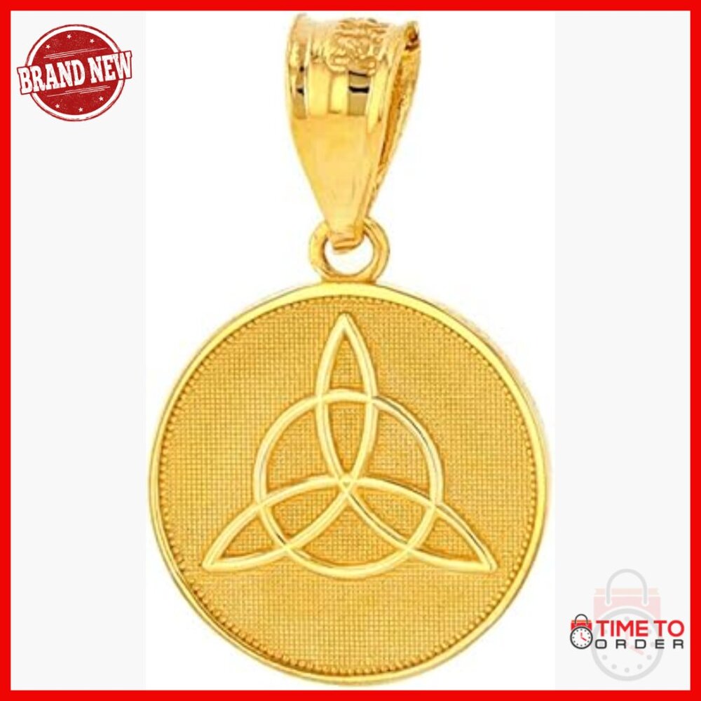 Solid Gold Celtic Trinity Knot Pendant Charm For … - image 1